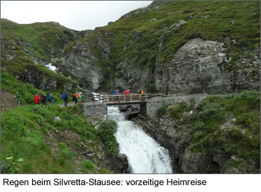 Regen beim Silvretta-Stausee: vorzeitige Heimreise